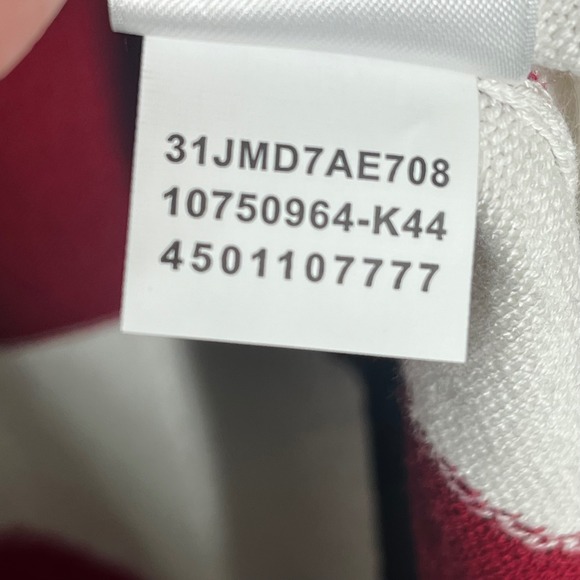 Kasper Womens Geometric Colorblock Open Front Cardigan Red Black White Small - Picture 8 of 9